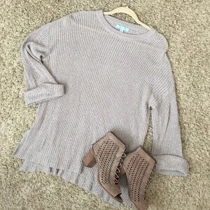 Rolled sleeve knit sweater